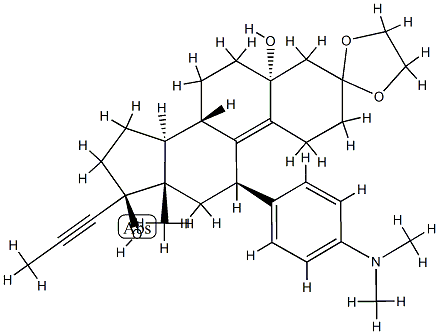Εστρ-9-εν-3-όνη, 11-[4-(διμεθυλαμινο)φαινυλ]-5,17-διυδροξυ-17-(1-προπυνυλ)-, κυκλική 1,2-αιθανοδιυλ ακετάλη, (5a,11b,17b )-
